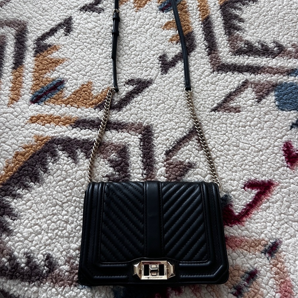 Rebecca Minkoff Black Quilted Chevron Love Crossbody Bag